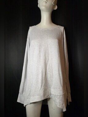 Danskin XXL Gray Cris Cross Striped Long Sleeve Top